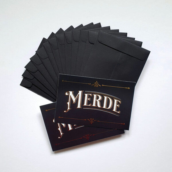 Mini carte postale "merde" Putain les gens : dorure à chaud pour correspondance