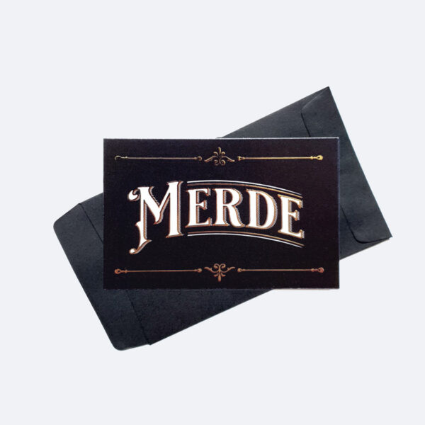 Mini carte postale "merde" Putain les gens : dorure à chaud pour correspondance