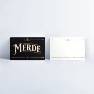 Mini carte postale "merde" Putain les gens : dorure à chaud pour correspondance