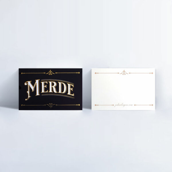 Mini carte postale "merde" Putain les gens : dorure à chaud pour correspondance