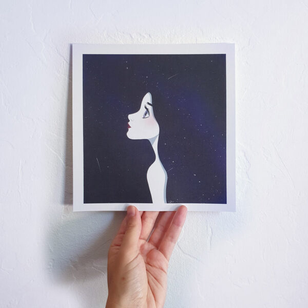 Tirage d'art 21x21 cm - Illustration de Marie Roumégoux | Gib - Galaxy girl