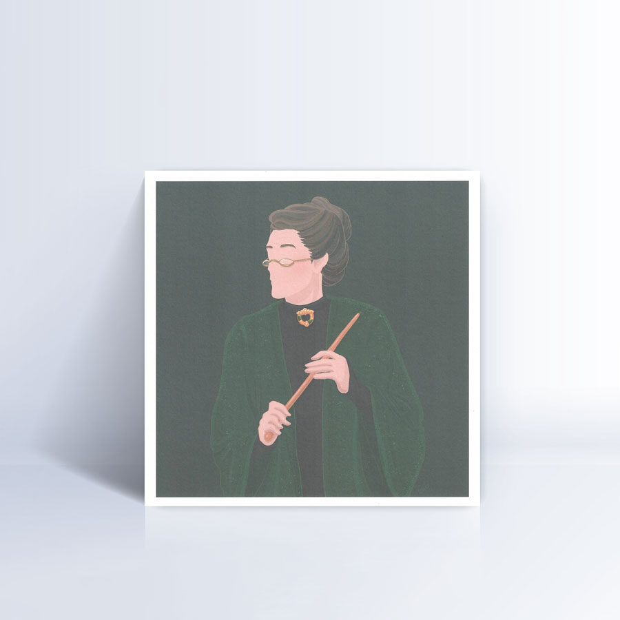 Tirage d'art 21x21 cm - Illustration de Marie Roumégoux | Gib - Minerva McGonagall